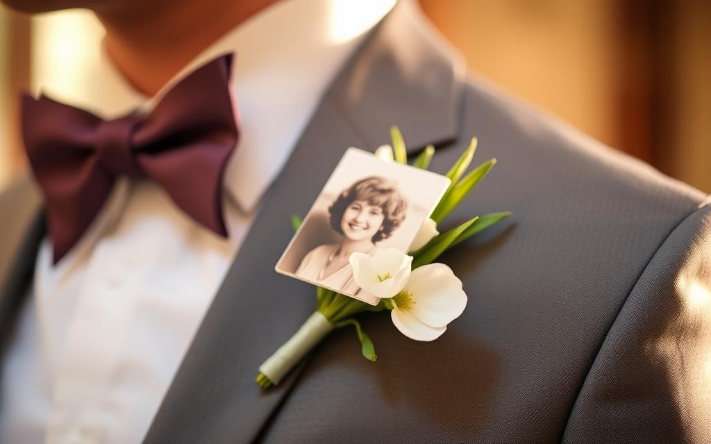 butonierka z pamiątkowym zdjęciem